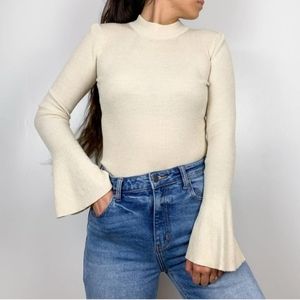 Diane Von‎ Furstenberg Hadleight Bell Sleeve Metallic Wool Blend Knit Sweater